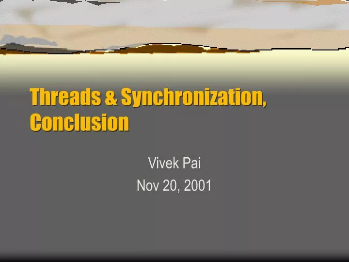 threads synchronization conclusion