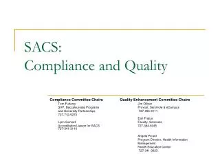 SACS: Compliance and Quality