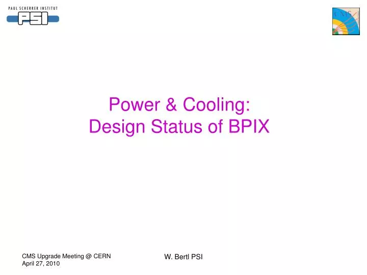 power cooling design status of bpix