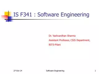 IS F341 : Software Engineering