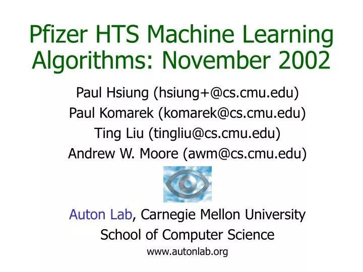 pfizer hts machine learning algorithms november 2002
