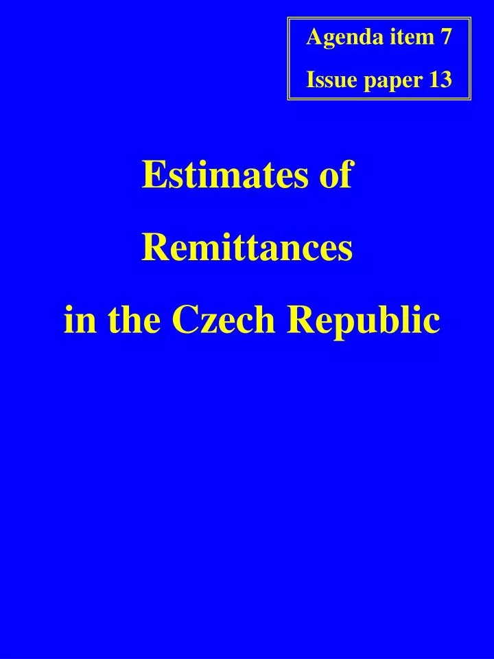 estimates of remittances in the czech republic