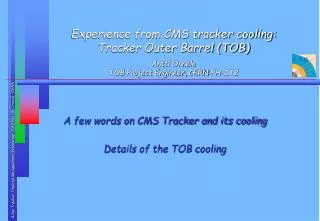 A few words on CMS Tracker and its cooling Details of the TOB cooling