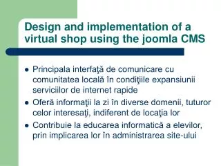 design and implementation of a virtual shop using the joomla cms