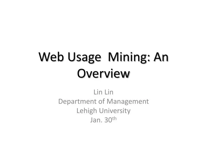 web usage mining an overview
