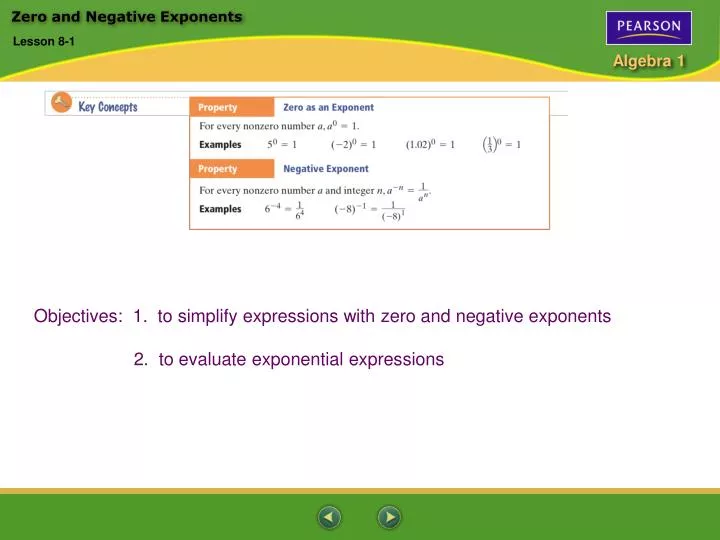 zero and negative exponents