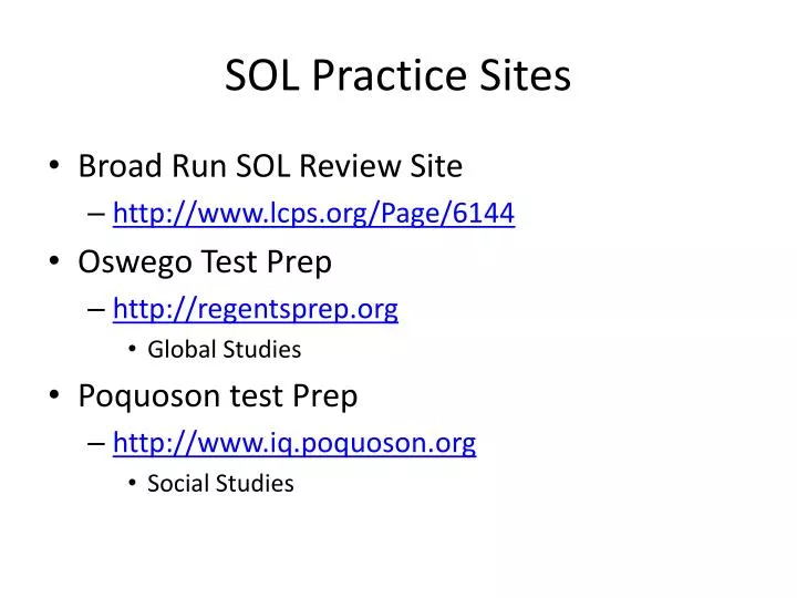 sol practice sites