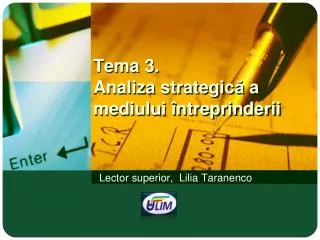 tema 3 analiza strategic a mediului ntreprinderii