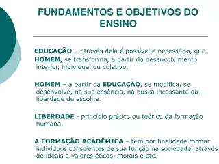 fundamentos e objetivos do ensino