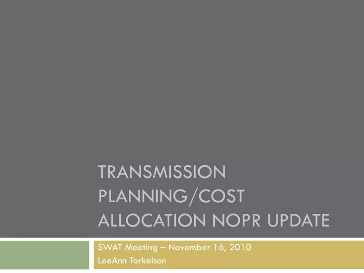 transmission planning cost allocation nopr update