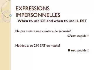 expressions impersonnelles