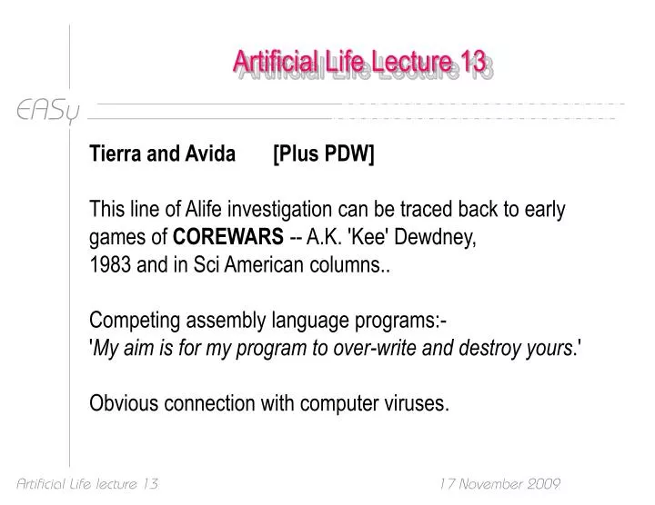 artificial life lecture 13
