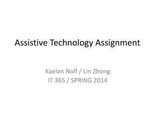 Assistive Technology Assignment