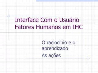 o racioc nio e o aprendizado as a es