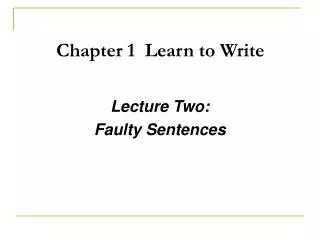Chapter 1 Learn to Write