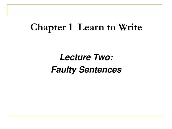 chapter 1 learn to write