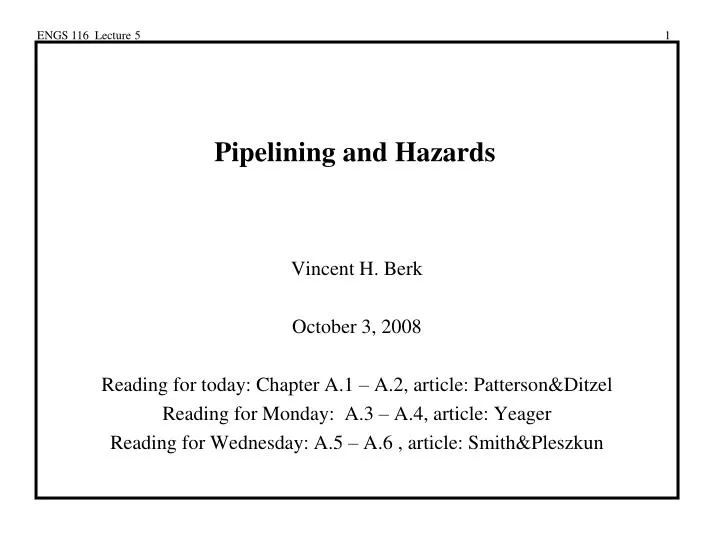 pipelining and hazards