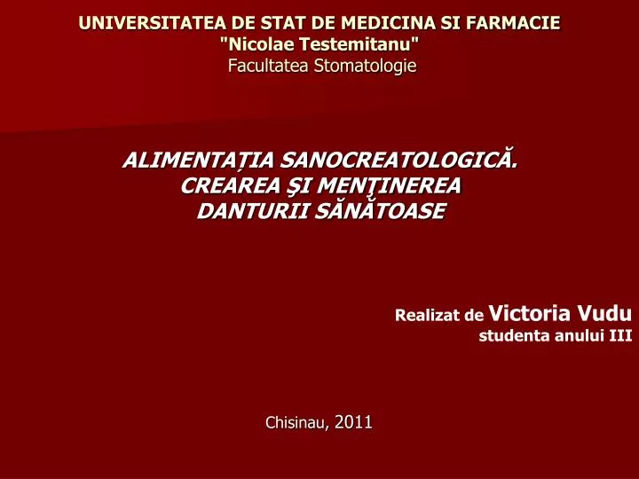 universitatea de stat de medicina si farmacie nicolae testemitanu facultatea stomatologie
