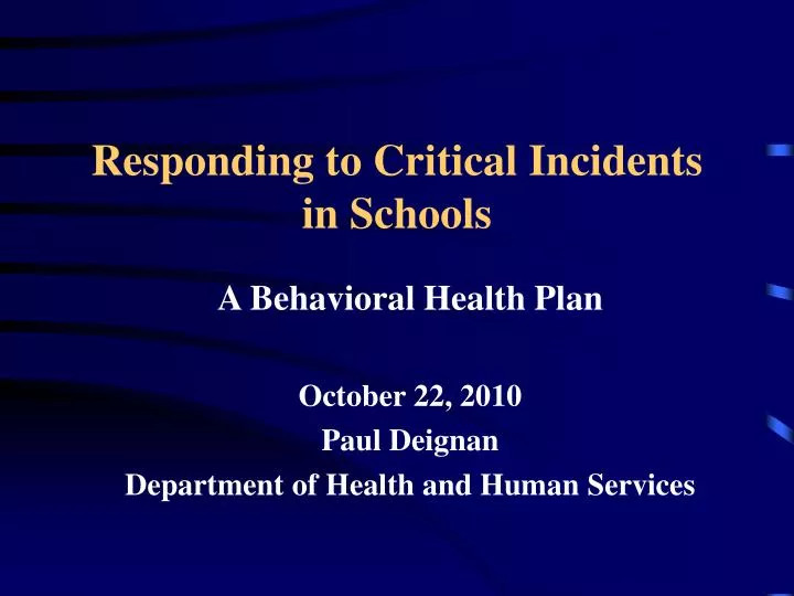 responding to critical incidents in schools