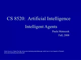 CS 8520: Artificial Intelligence