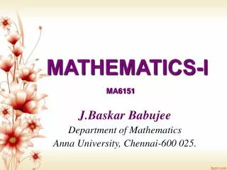 Mathematics-I