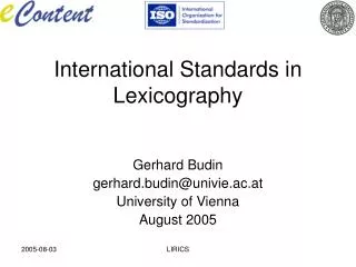 International Standards in Lexicography