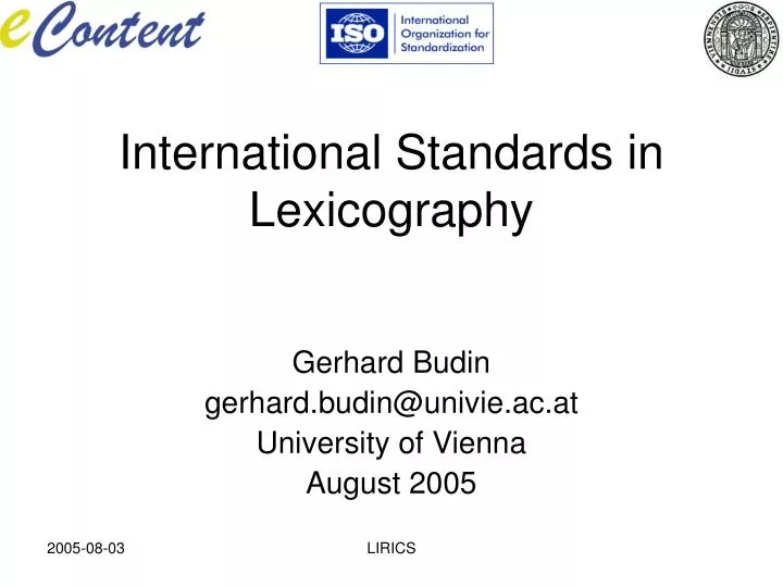 international standards in lexicography