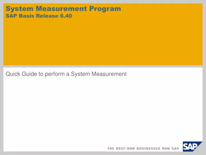 system measurement program sap basis release 6 40