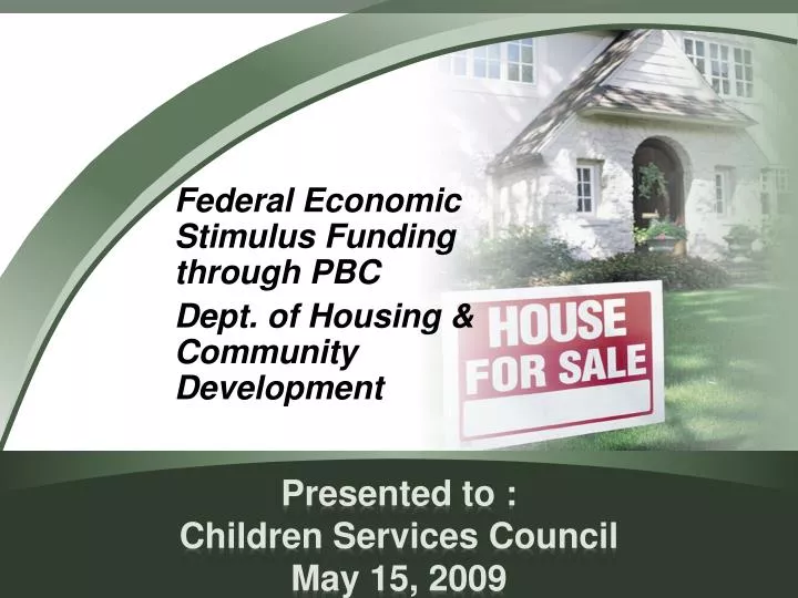 federal economic stimulus funding through pbc dept of housing community development