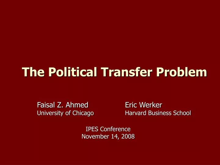 the political transfer problem