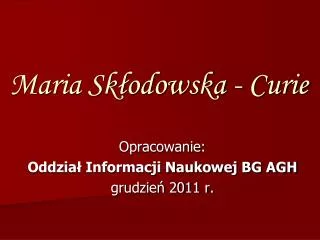 maria sk odowska curie