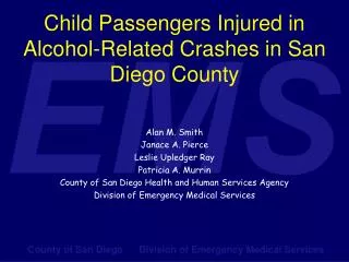 Child Passengers Injured in Alcohol-Related Crashes in San Diego County