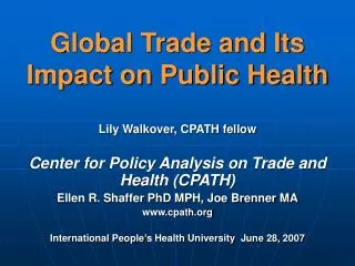 Global Trade and Its Impact on Public Health