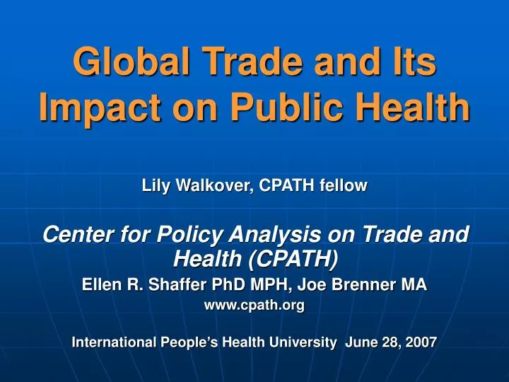 global trade and its impact on public health