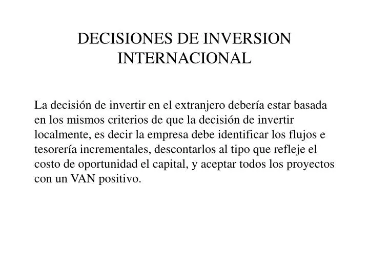 decisiones de inversion internacional