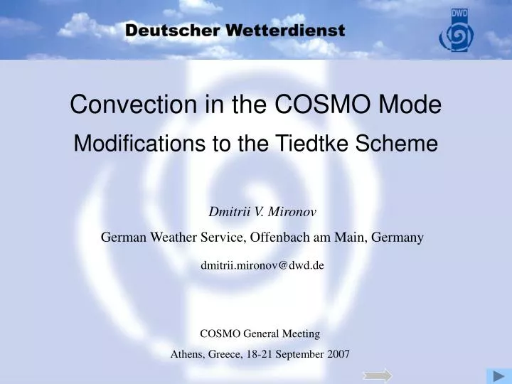 convection in the cosmo mode modifications to the tiedtke scheme