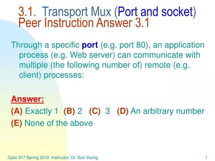 3 1 transport mux port and socket peer instruction answer 3 1