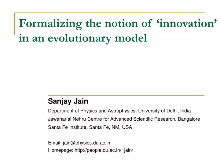 formalizing the notion of innovation in an evolutionary model