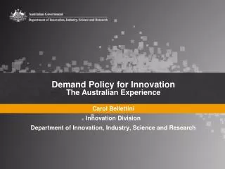 Demand Policy for Innovation The Australian Experience