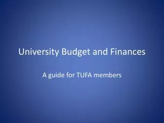University Budget and Finances