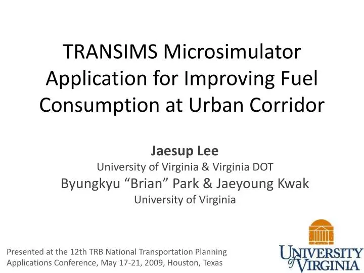 transims microsimulator application for improving fuel consumption at urban corridor