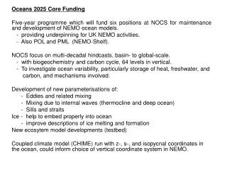 Oceans 2025 Core Funding