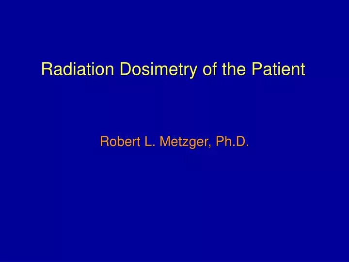 radiation dosimetry of the patient