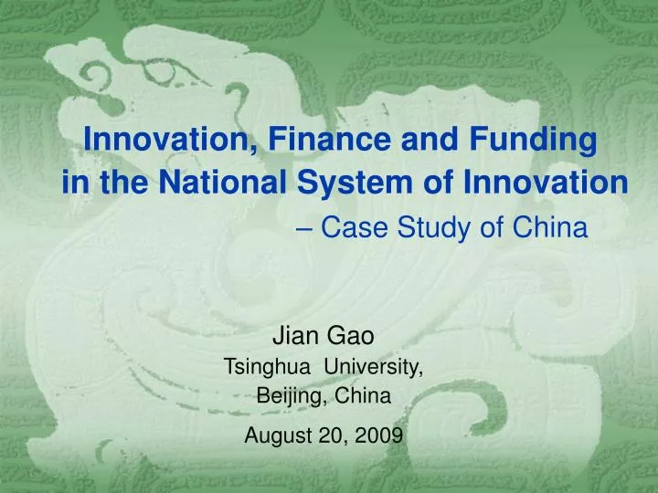 innovation finance and funding in the national system of innovation case study of china