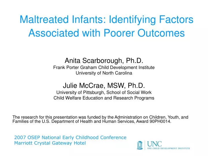 maltreated infants identifying factors associated with poorer outcomes
