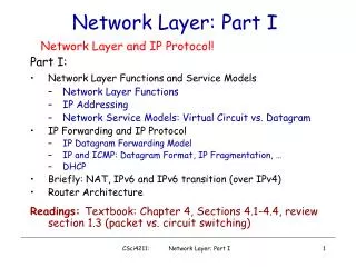 Network Layer: Part I