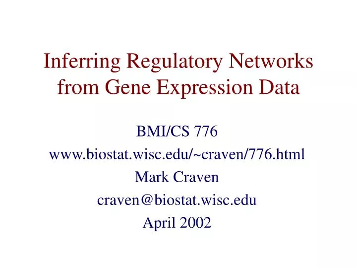 inferring regulatory networks from gene expression data