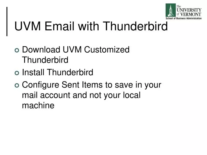 uvm email with thunderbird
