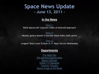 Space News Update - June 13, 2011 -