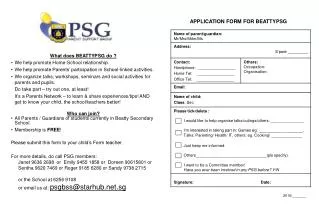 APPLICATION FORM FOR BEATTYPSG
